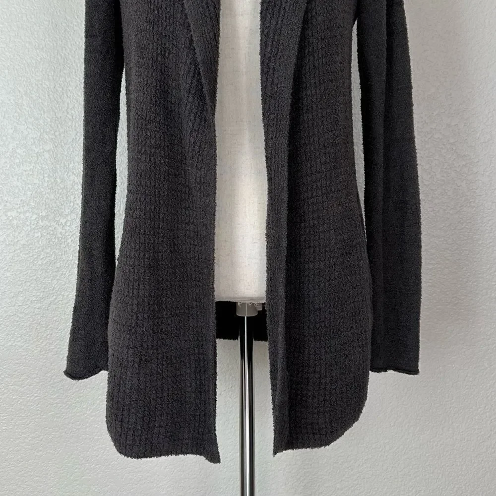 Barefoot Dreams Cozychic Lite Charcoal Gray Open Front Cardigan, Sz Medium - Picture 5 of 13